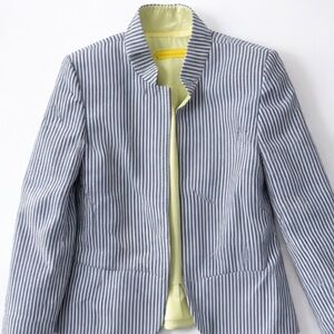 Vintage Flores & Flores Seersucker Blazer + Satin Tank Set Green XS/S USA